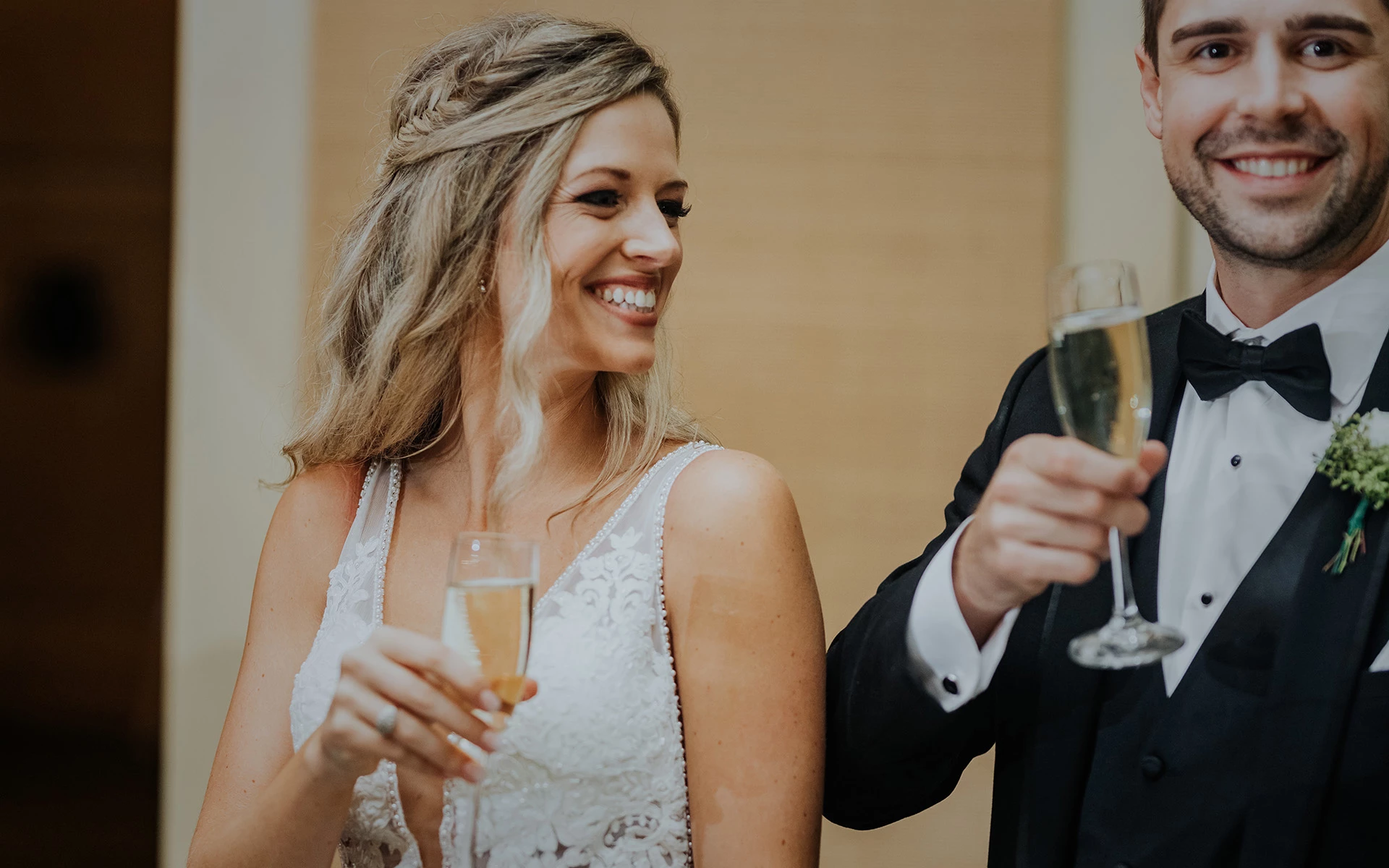 Bride and Groom Toast Country Club Wedding