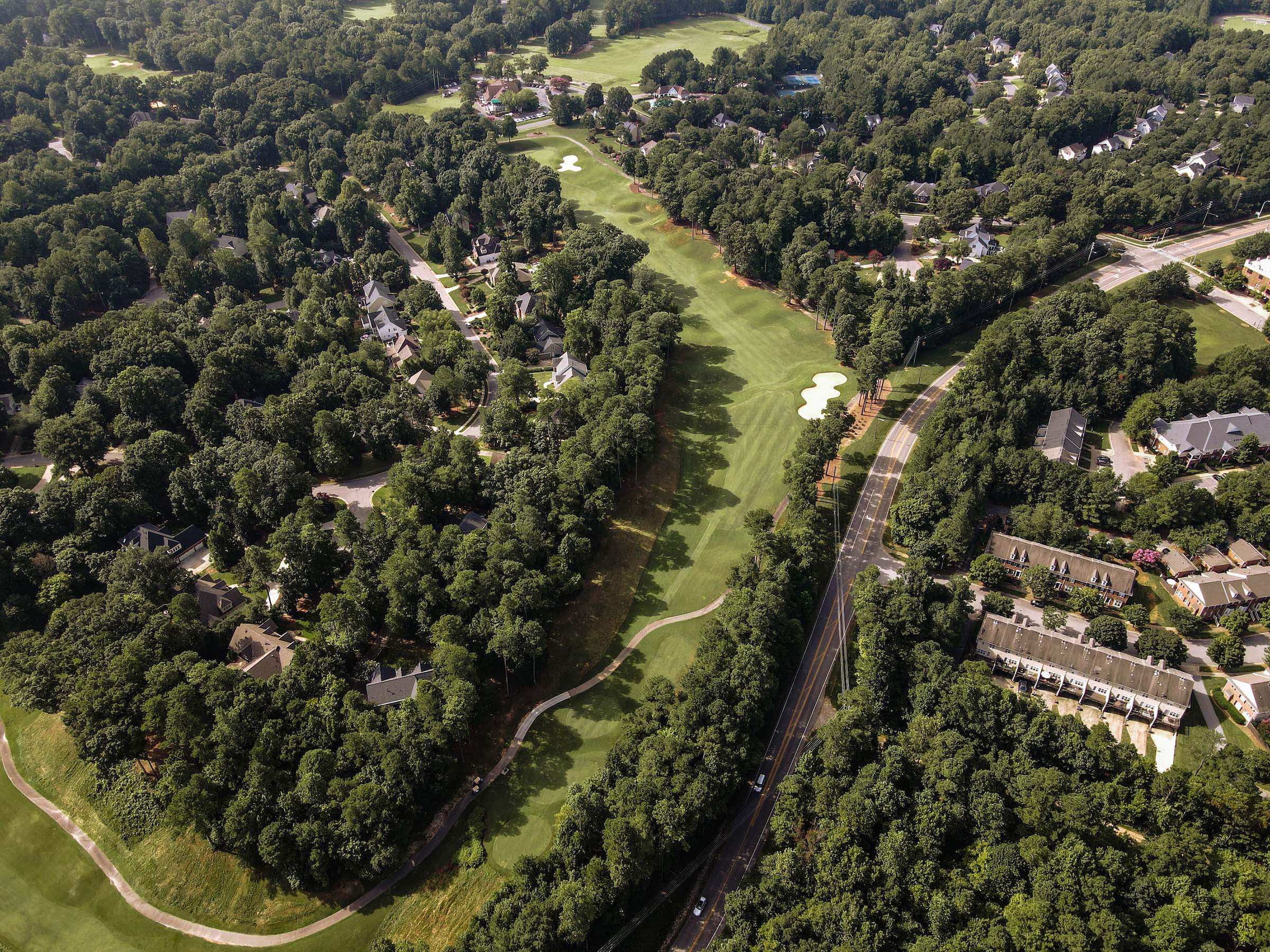 Hole #18 at Devils Ridge Golf Club in Holly Springs, NC