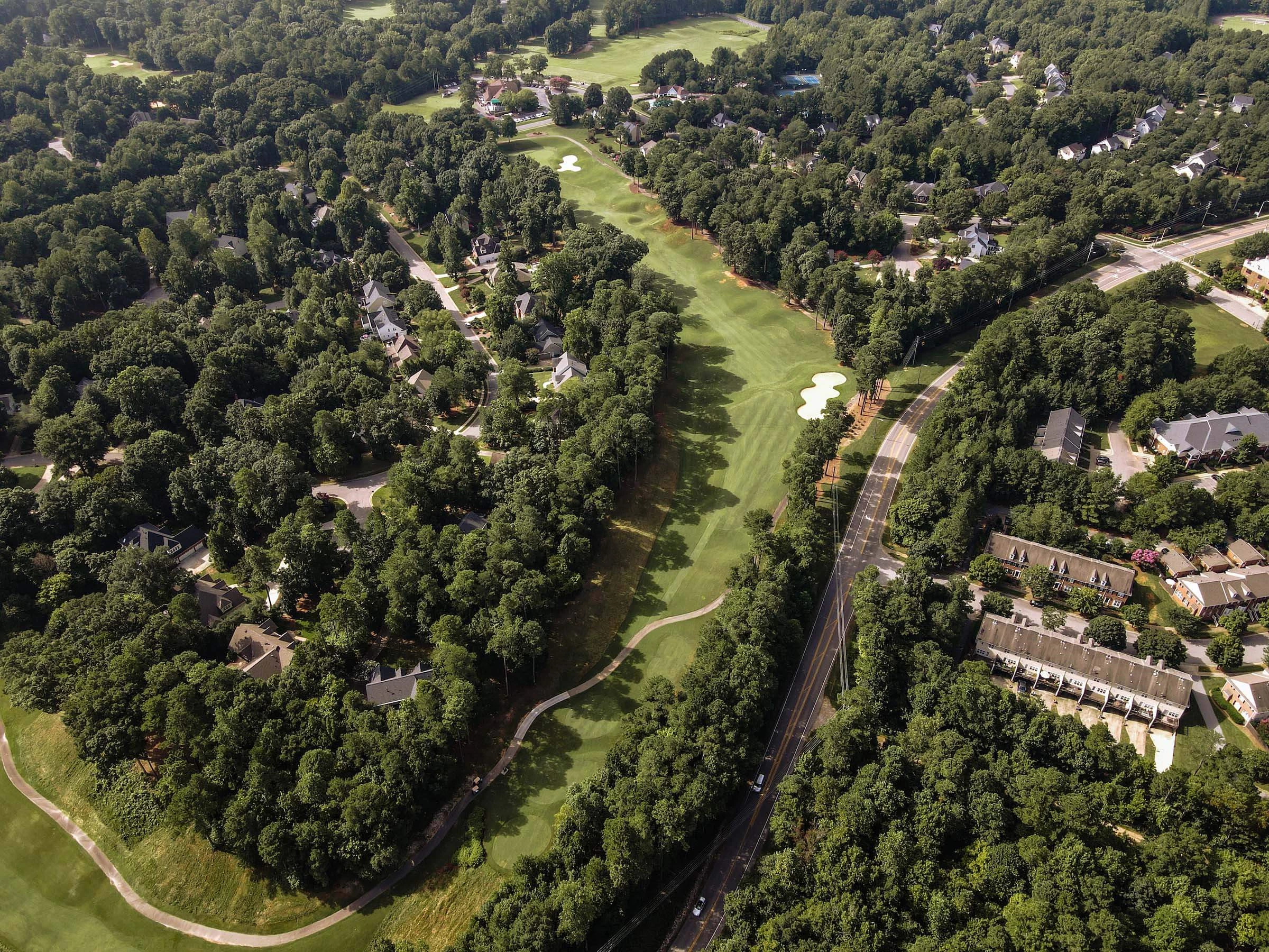 Hole #18 at Devils Ridge Golf Club in Holly Springs, NC