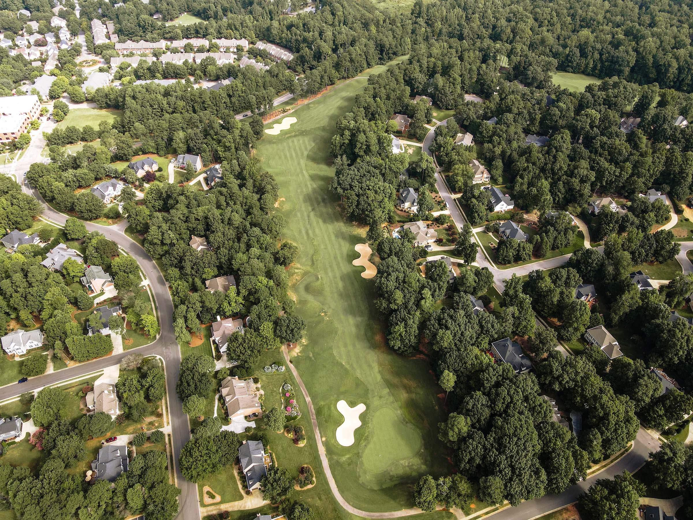 Hole #18 at Devils Ridge Golf Club in Holly Springs, NC